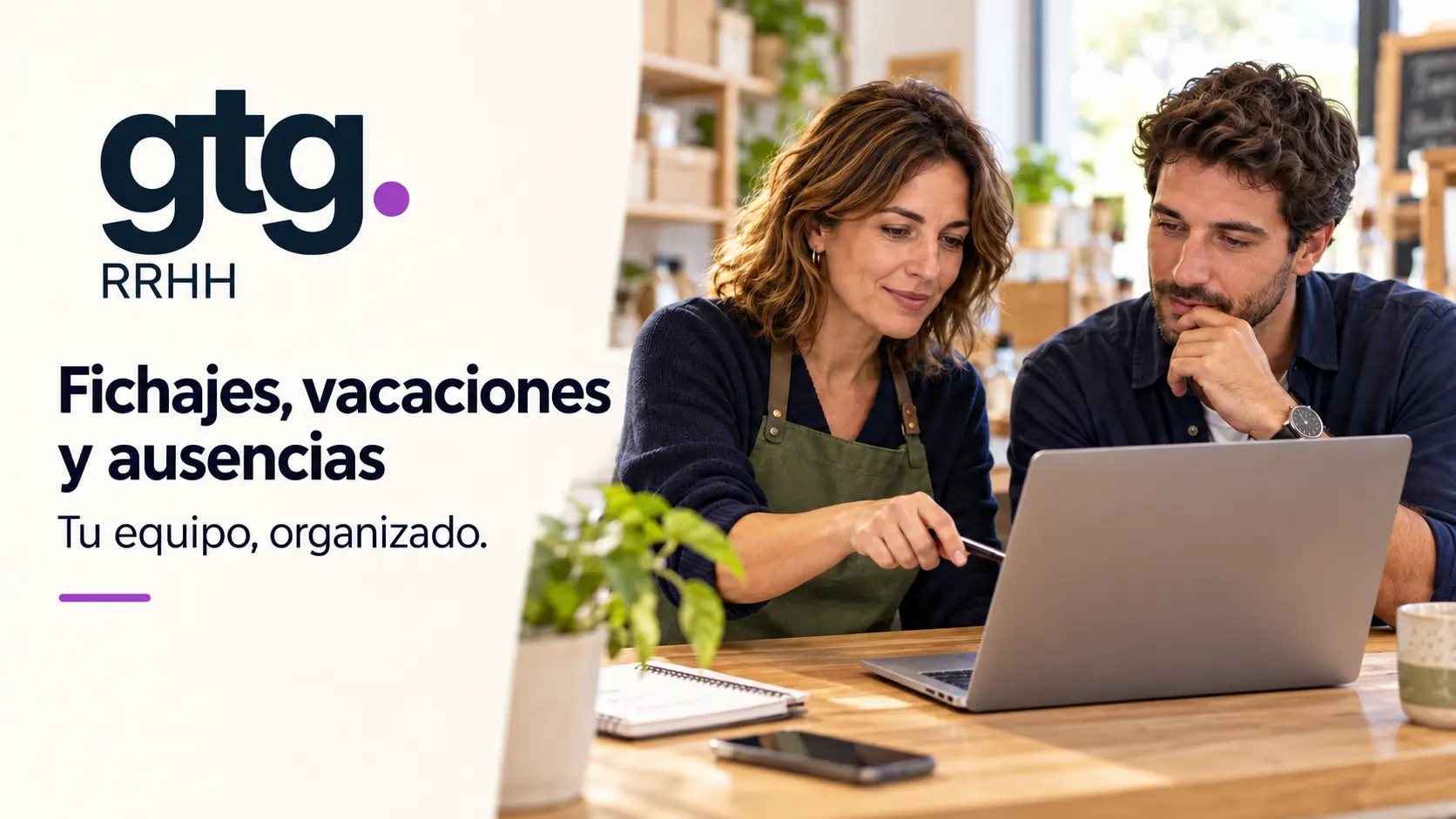 GTG RRHH: fichajes, vacaciones y ausencias para organizar el equipo de un pequeño negocio