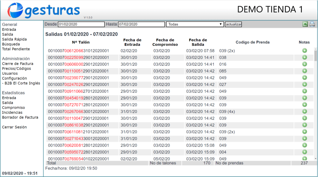 Control y talones de de El Corte Inglés