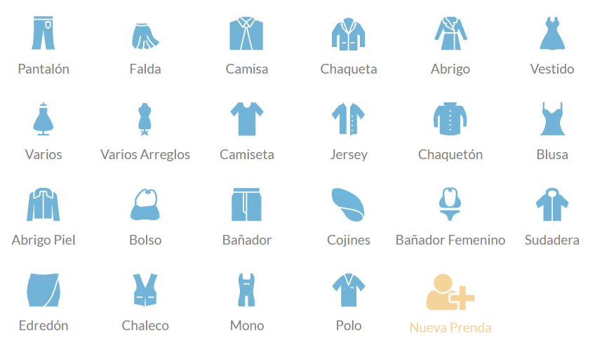 Las diferentes prendas de Gesturas TPV