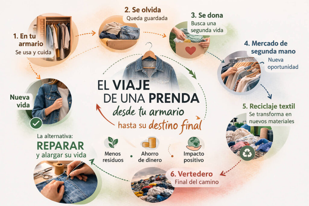 Qué pasa con la ropa que no se arregla: el viaje invisible de una prenda descartada